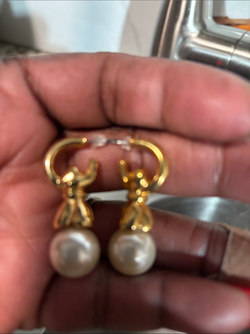 Gold-Tone Pearl vintage Drop Earrings - Women Jewelry